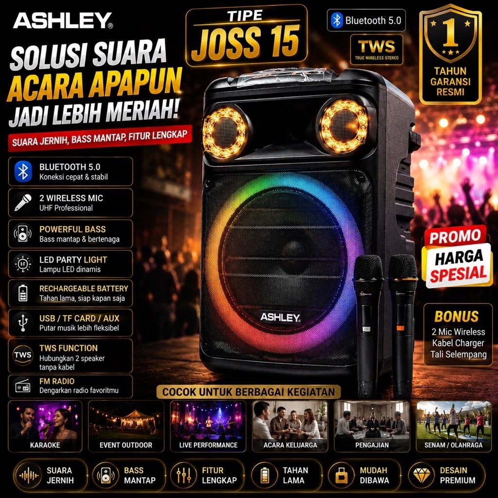 Speaker Portable Ashley Joss15 Original Speaker 15inch Ashley Joss15