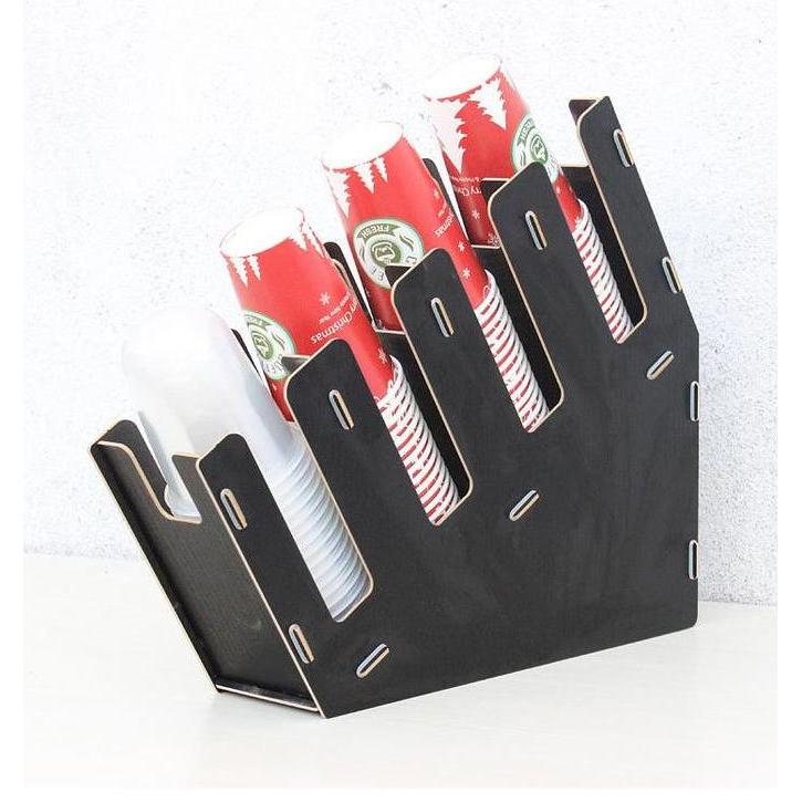 FKINAPE Rak Organizer Paper Bahan Kayu Cup Dispenser Papper Cup Rak Paper Cup