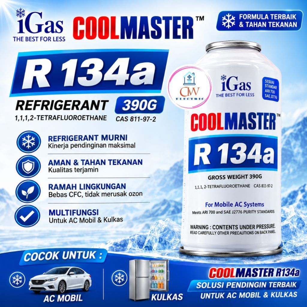 refrigerant R134a/R134/R 134 igas cool master 390 gram harga/kaleng
