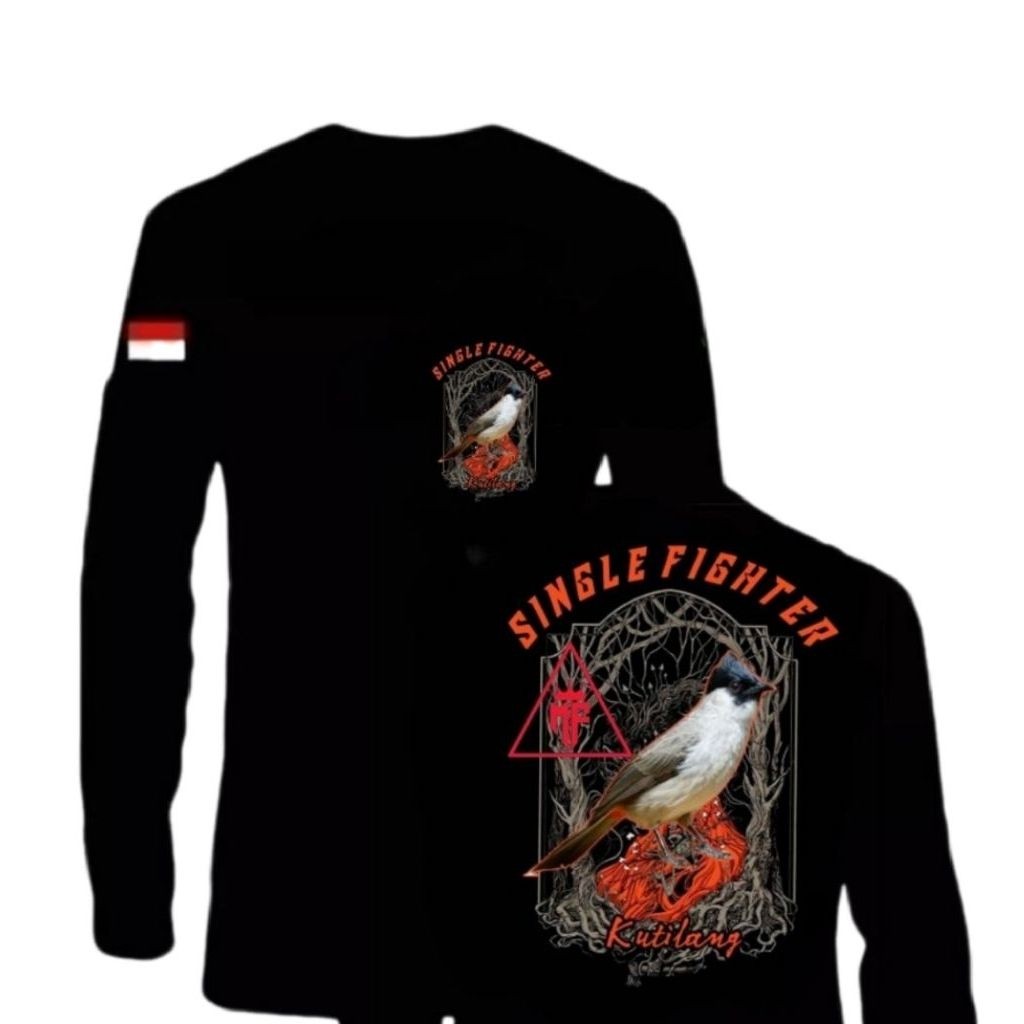 KAOS LENGAN PANJANG KUTILANG ABU OREN//NEW MOTIF
