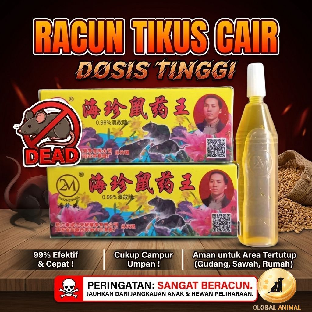RACUN TIKUS CAIR dosis tinggi pembasmi tikus maowang cair racun tikus 2m kuning 0,99% mati kering