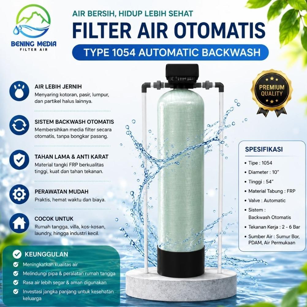 Filter Air Otomatis 1054 Automatic Backwash | Penyaring Air Sumur Bor & PDAM | Penjernih Air Rumah T