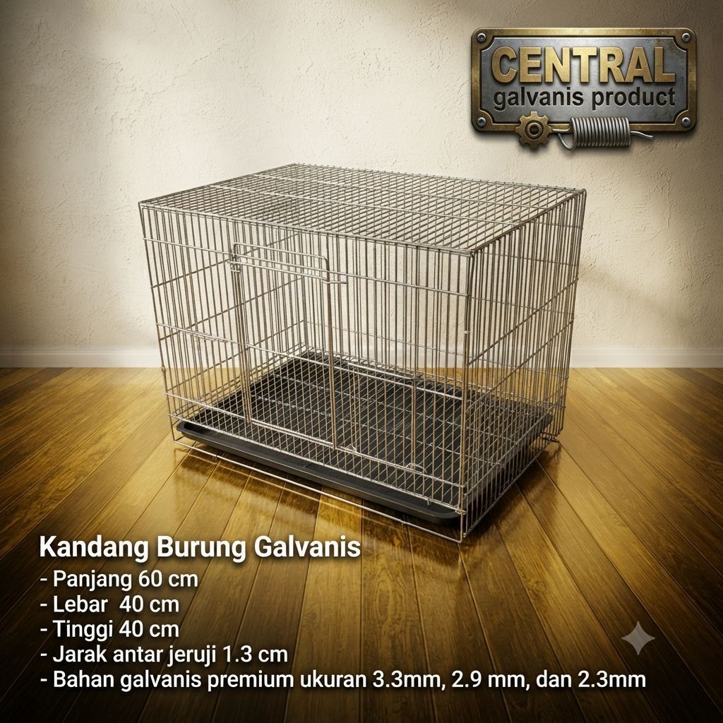 kandang burung galvanis fullset 60*40*40