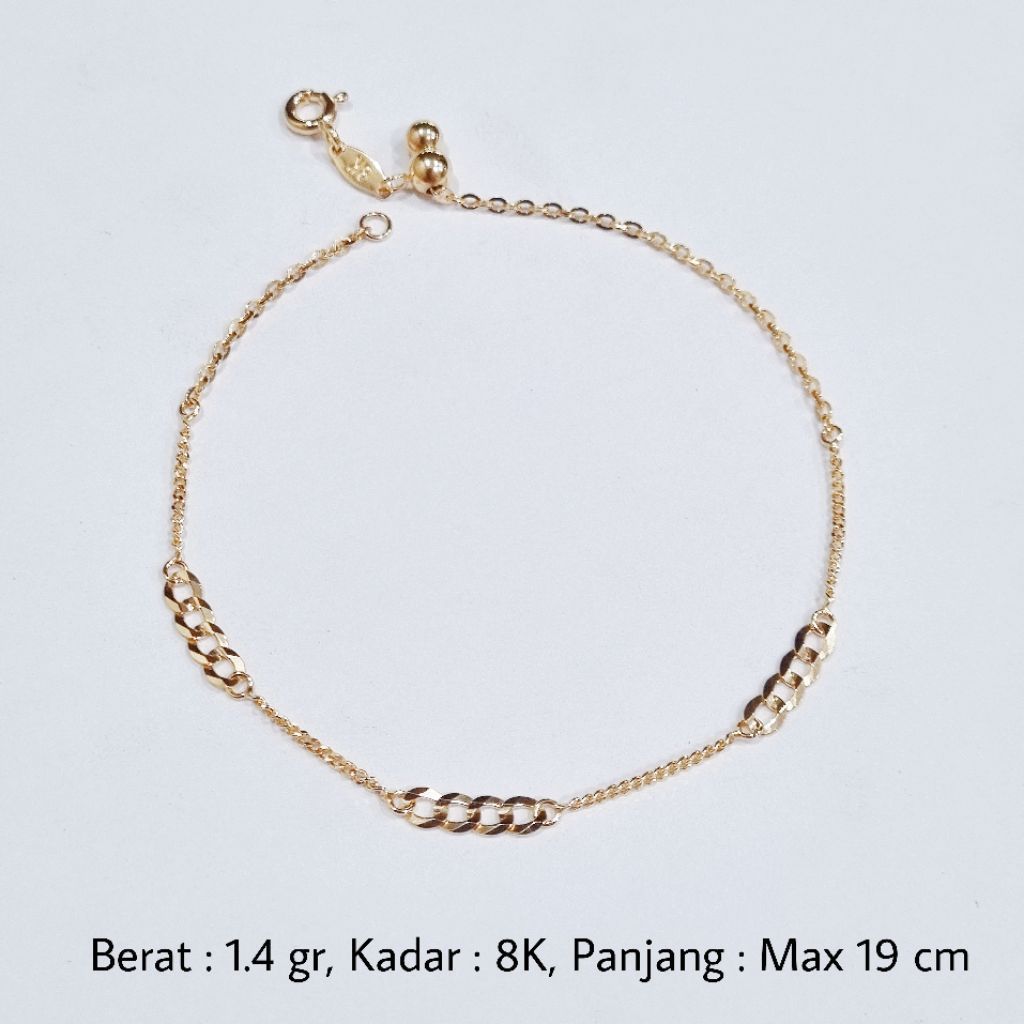 Gelang Serut Emas UBS 8K Panjang Maksimal 19 cm - MA11 / 1.4 gram