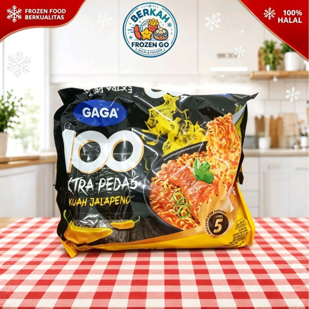 [khusus Medan - Instant/Sameday only] Mie Gaga 100 Extra Pedas Kuah Jalapeno Level 5 Berkah Frozen G