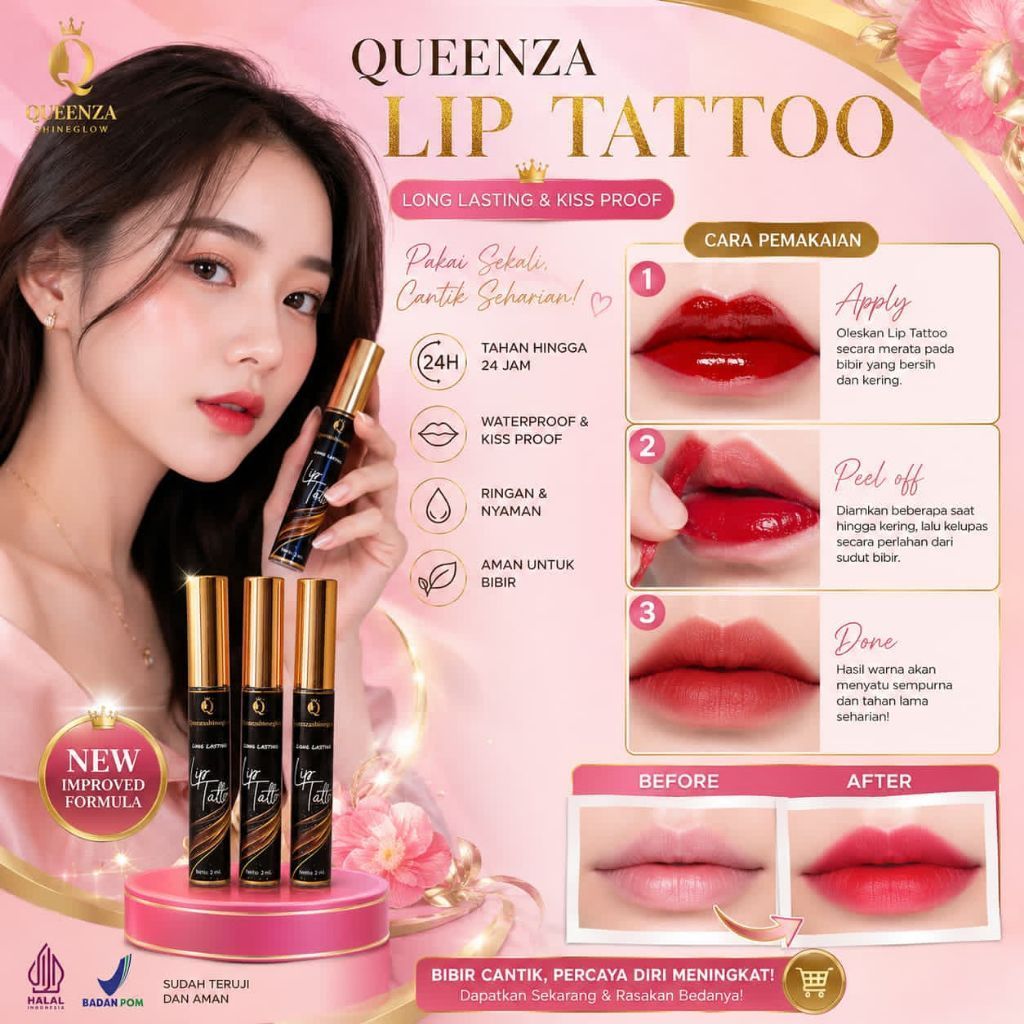 lip tatto Queenza shine glow hena bibir feel of liptato