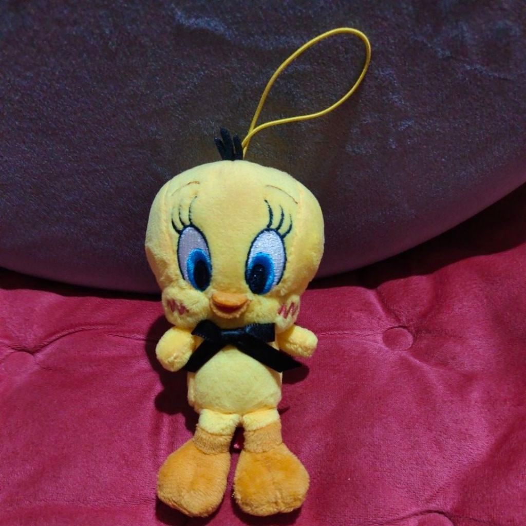 boneka gantungan kunci tweety pita kecil ori