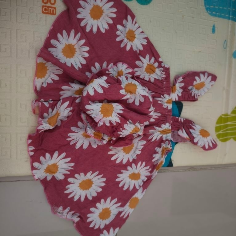 baju sexy anak perempuan motif bunga-bunga warna pink