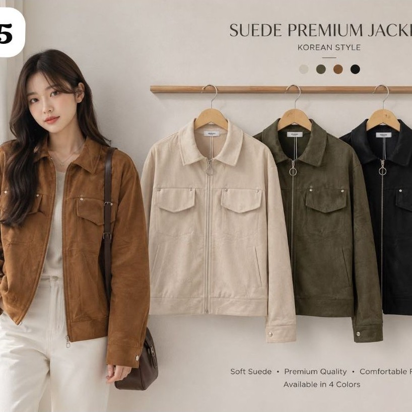 Jacket blazer suede DEFISH bahan suede premium