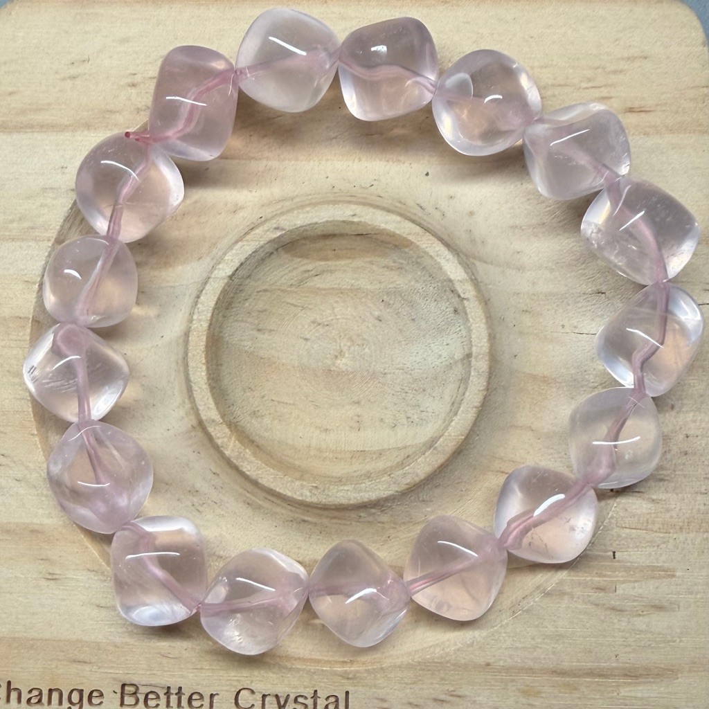 Gelang Batu Alam Natural Star Rose Quartz candy irregular beads HQ