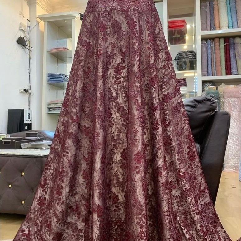 Brokat Chantily Bunga Bordir 3D 162 Bahan Kebaya By Qonita Textile