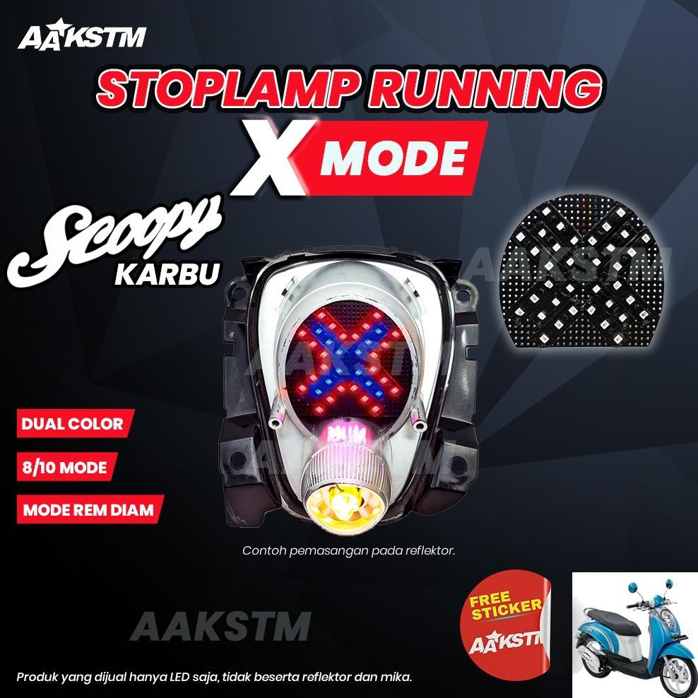 Lampu Rem Running X Mode Scoopy Karbu LED 8 10 Mode Running Lampu Belakang Modifikasi Motor