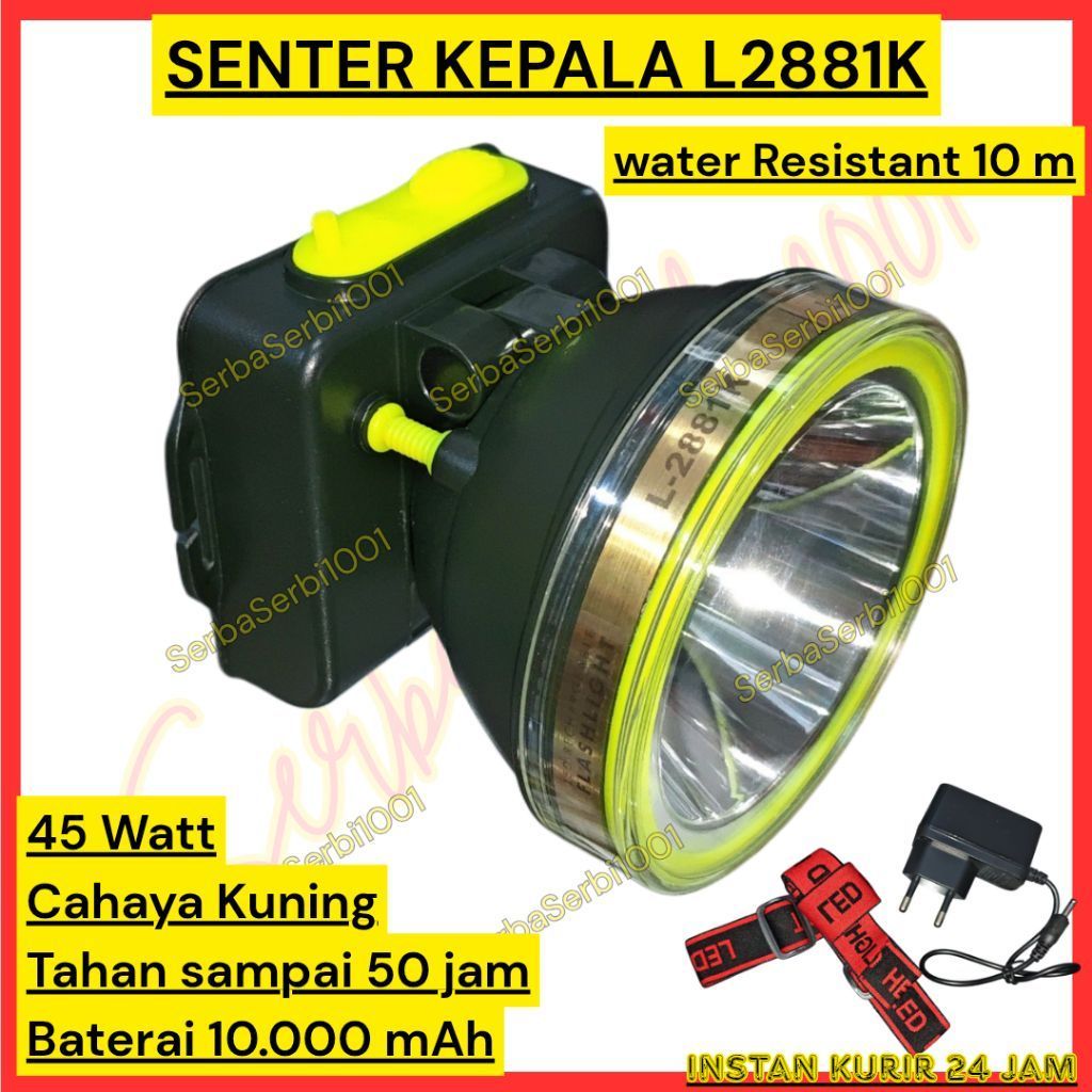 SENTER KEPALA LUBY L2881K / SENTER KEPALA CAHAYA KUNING / SENTER KEPALA 45 WATT