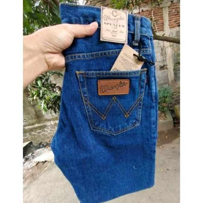 Wrangler Celana Jeans Pria Standar Reguler Panjang Terkini 2023 Denim Hitam Coklat Cream Abu Biru Na
