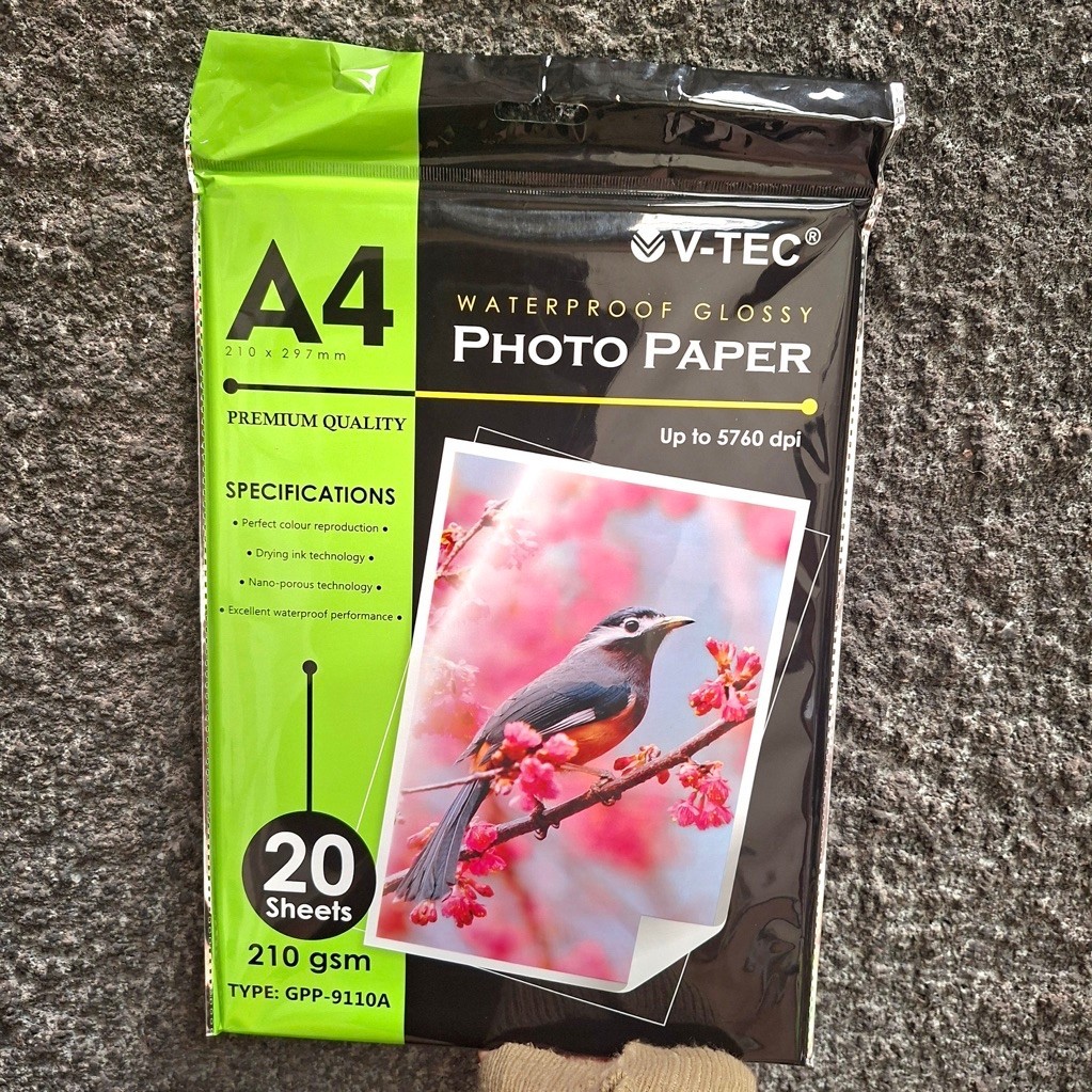 Kertas Foto A4 Waterproof 210gsm VTEC/ glossy photo paper
