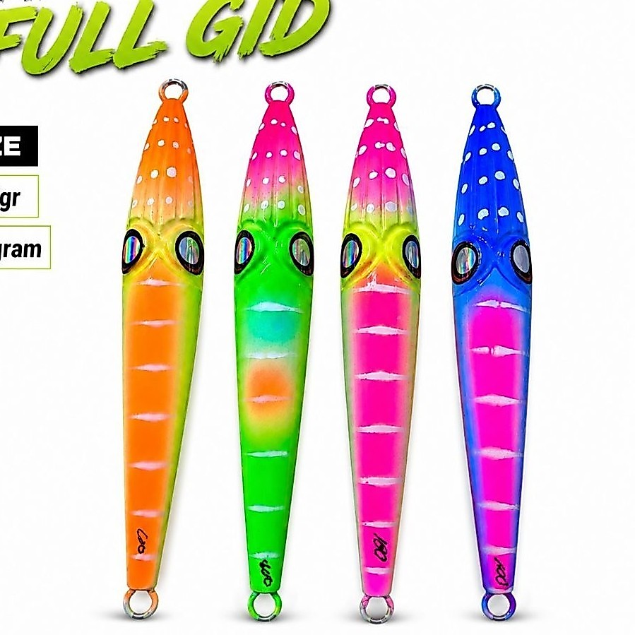 Metal jig 100gram full gid 150gram micro jig umpan pancing asisst hook glow in the dark CMD