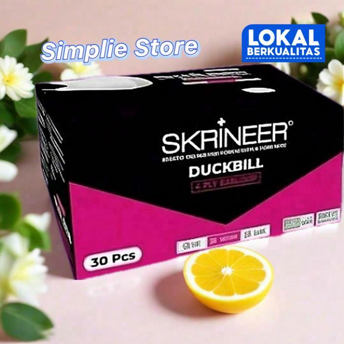 MASKER PREMIUM SKRINEER DUCKBILL 4 PLY 30'S BFE 99% - Putih