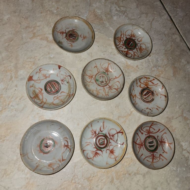 sepaket piring lepek kecil keramik kuno antikk