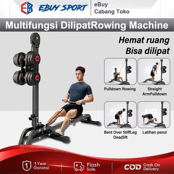 Rowing Machine Foldable 2-in-1  Alat Fitness Multifungsi, Bisa buat Rowing & Pull Down, Hemat Tempat