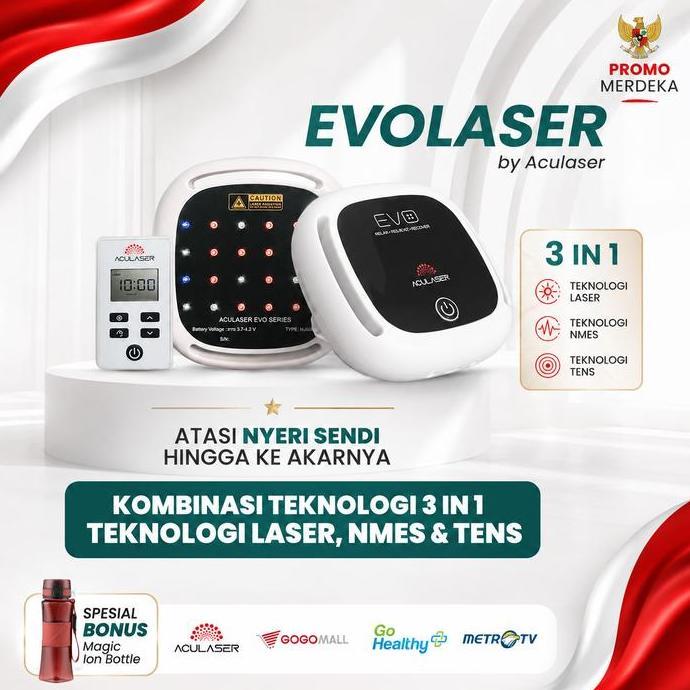 SAMBINAKA EVOLASER Alat Terapi Laser Kesehatan Portable 24 Titik Mata Laser 3 In 1 Laser + Tens + Nm