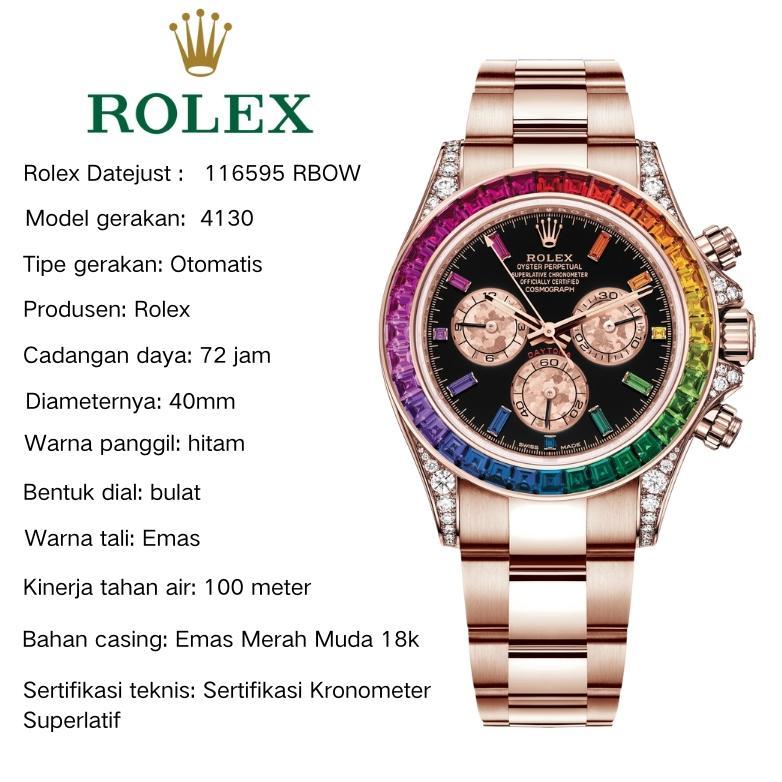 ORIGINAL [100%ASLI] ROLEX 116595 RBOW ROLEX 40MM RAINBOW DIAMOND READY STOCK AUTOMATIC 18K ROSE GOLD