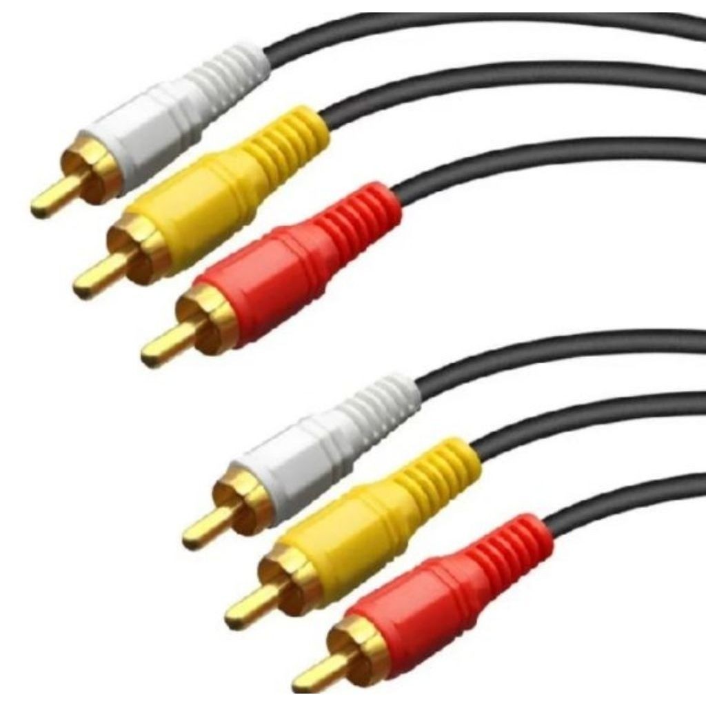 Kabel AV RCA Triple 3 RCA 1.5M Untuk DVD Player TV Konektor Emas Bahan Tebal Hitam