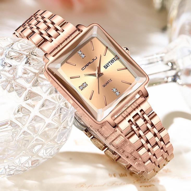 FAVORIT CRRJU JAM TANGAN WANITA ORIGINAL BRANDED ANTI AIR RANTAI KUARSA STAINLESS STEEL TERBARU ELEG