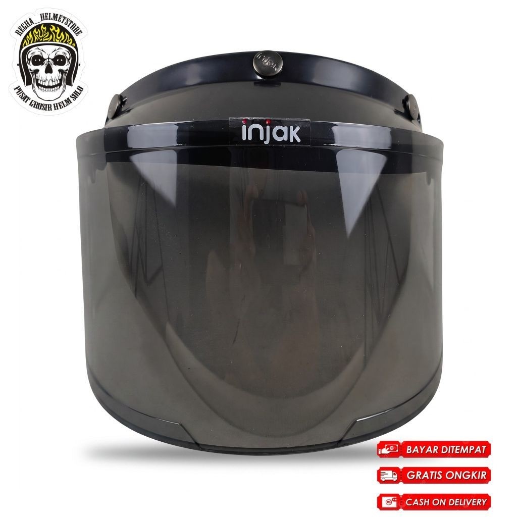 Kaca helm bogo dewasa datar flat cembung ORI injak