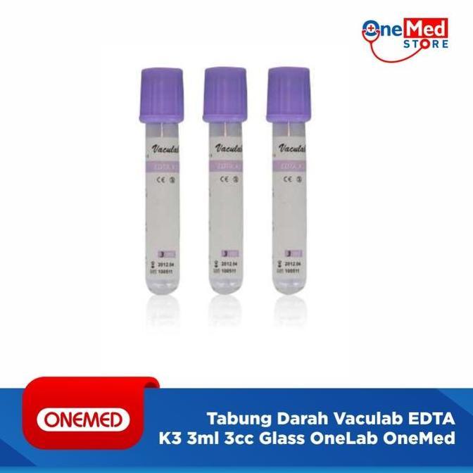 ONELAB - Tabung Darah Vaculab EDTA K3 3ml 3cc Glass OneMed