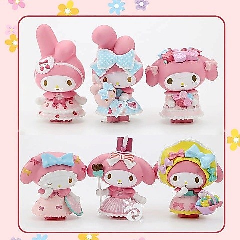 PROMO My Melody Figure Set 6 Mainan Pajangan Miniatur Hiasan Topper FG830