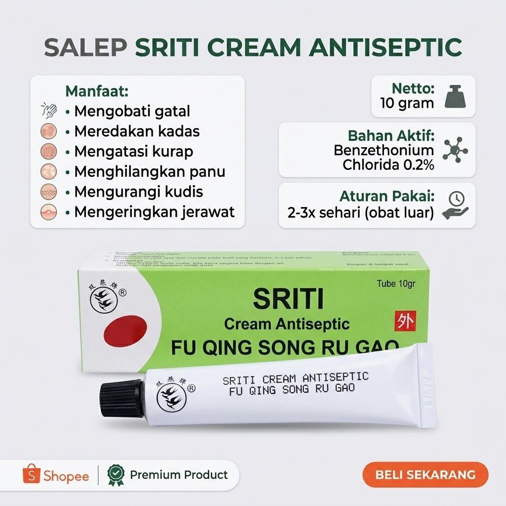[1 Pak] Salep Sriti Original Asli 100% BPOM / Cream Sriti Obat Gatal Kulit & Flek Hitam Wajah