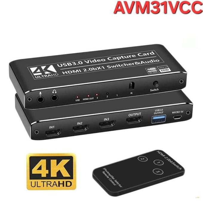 AVPRO AVM31VCC USB3.0 VIDEO CAPTURE CARD & HDMI 2.0B SWITCHER 3X1 4K FAS08