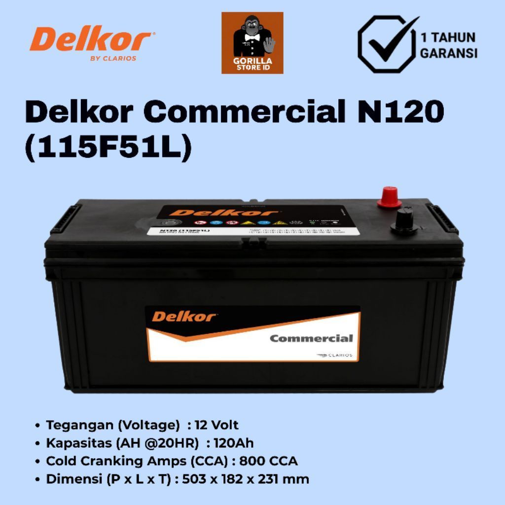 Delkor Commercial N120 (115F51L) - 120Ah CCA 800
