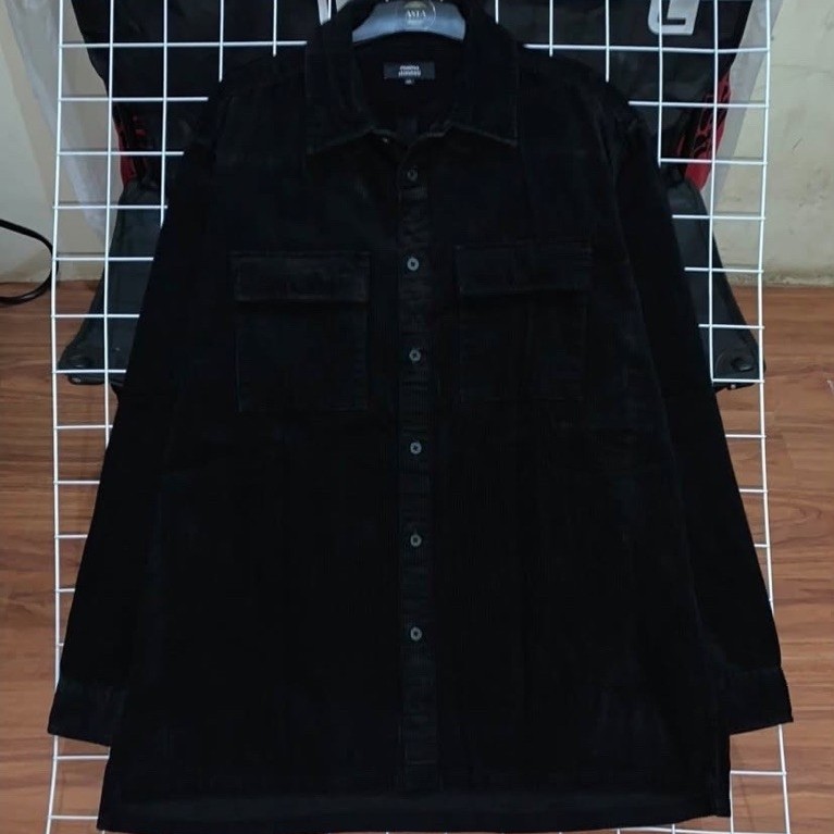 kemeja Musinsa standard curduroy black lengan panjang preloved