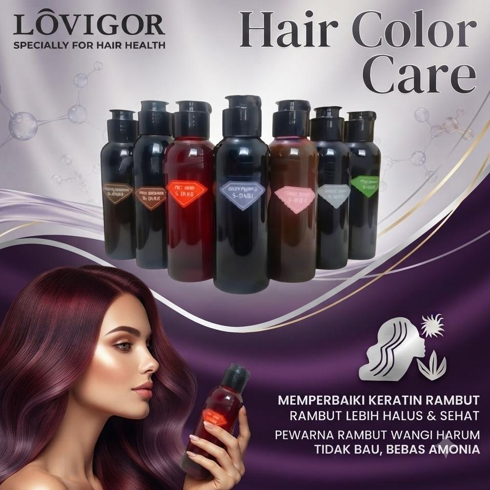 Lovigor Intense Colors Shampo Sier Liwenyan Shampoo Purple untuk memperbaiki keratin rambut Pewarna 