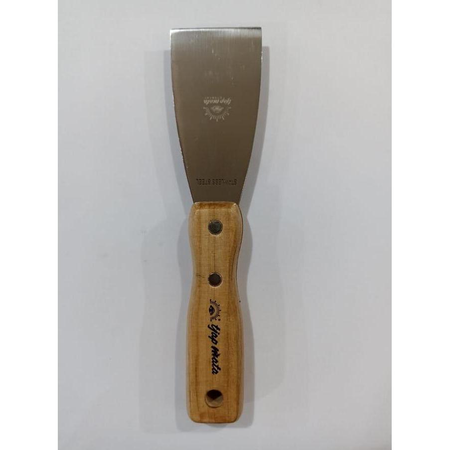Tjap Mata 2 Inch Stainless Asli Kape Gagang Kayu Scraper Skrap