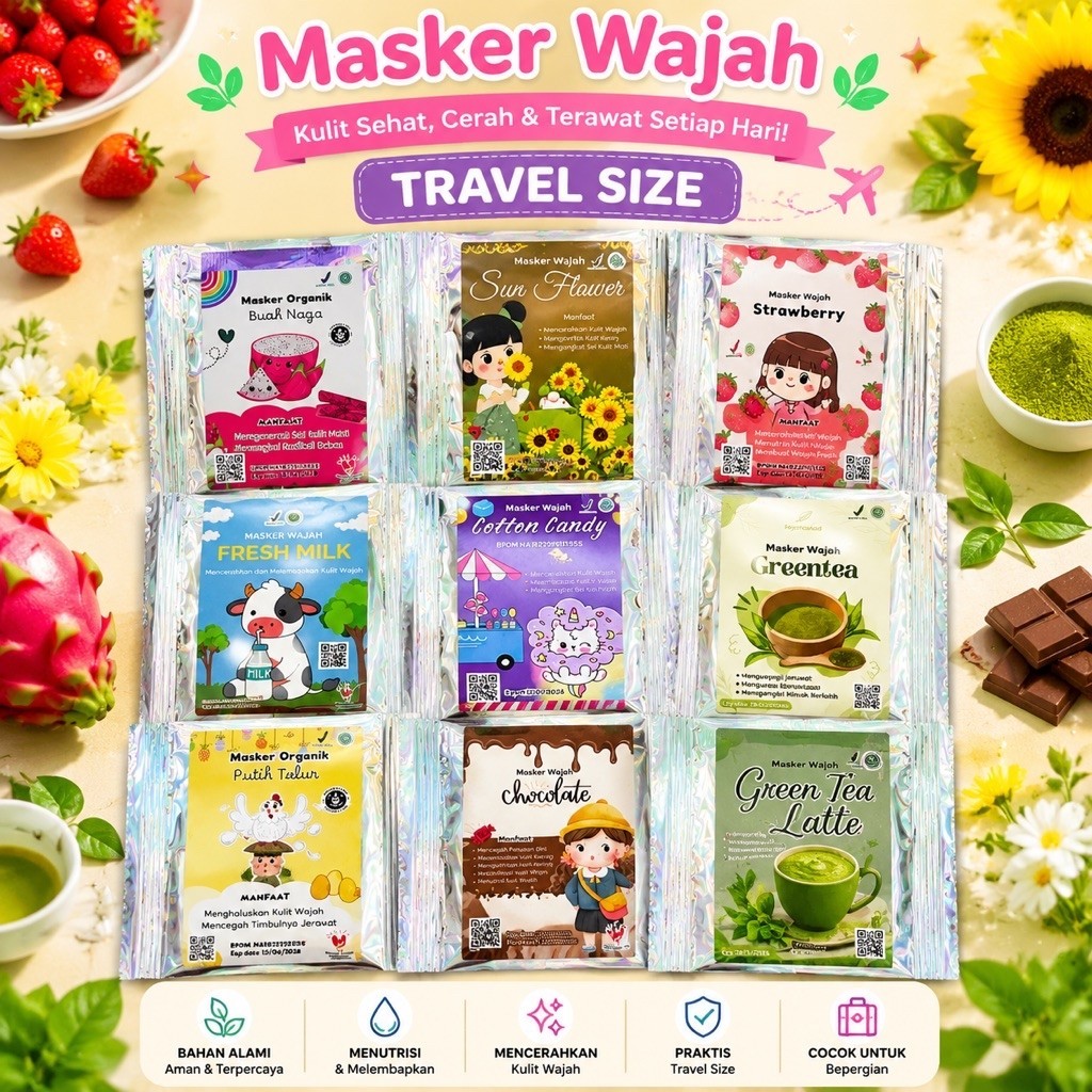 (5gr) Masker Organik BPOM Terlaris/Masker Wajah Anak/Face Mask Organic/Masker Wajah Murahh