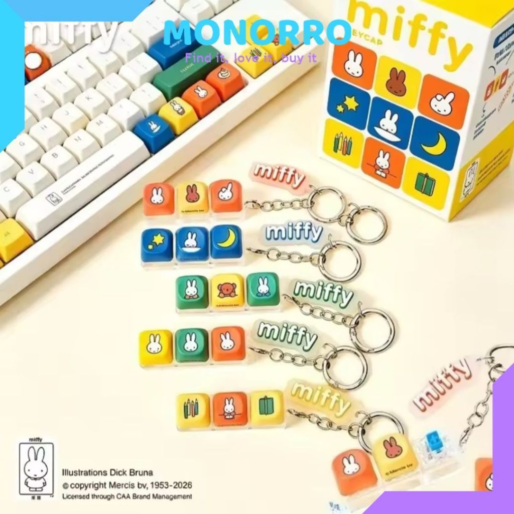 Miffy Keycap Keychain Blind Box Miffy Keyboard Caps Gantungan Kunci