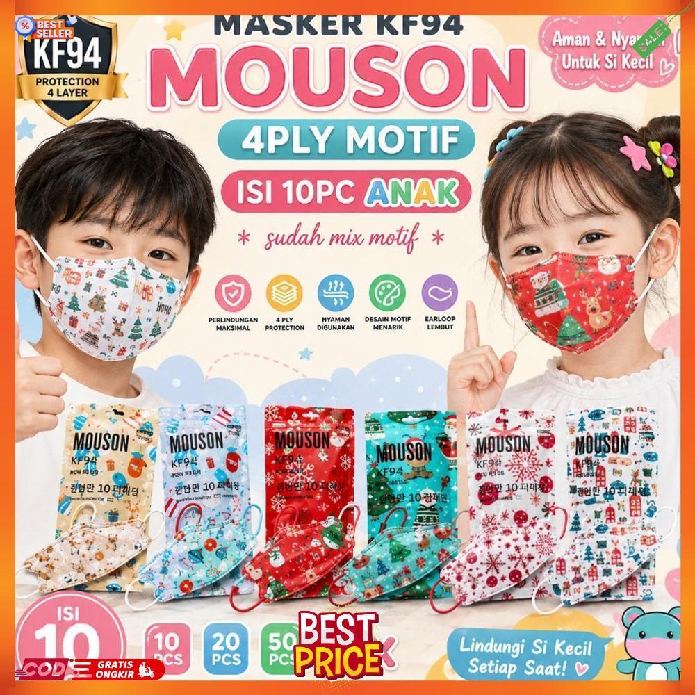 MASKER KF94 ANAK KIDS KF94 MOUSON EMBOS ISI 10 / 20 / 50pcs - MASKER KF94 ANAK MOUSON CHILD EDISI MO