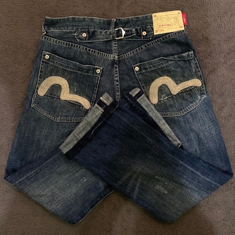 EVISU JAPAN EVISU GENES CINCH BACK LOT# LOGO JEANS - SIZE 32