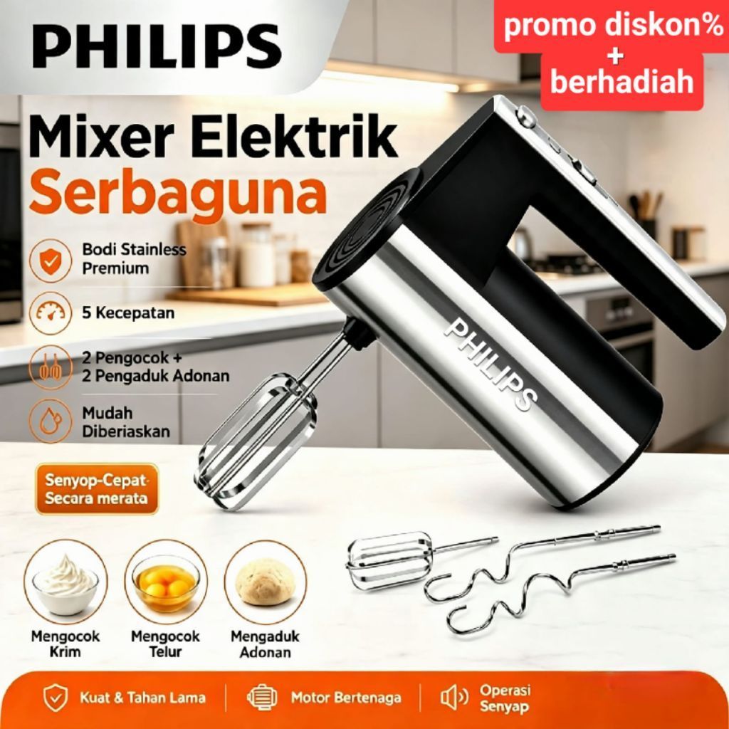 hand mixser philips mixser elektrik mixser kue 5 speed multifuksi awet tahan lama