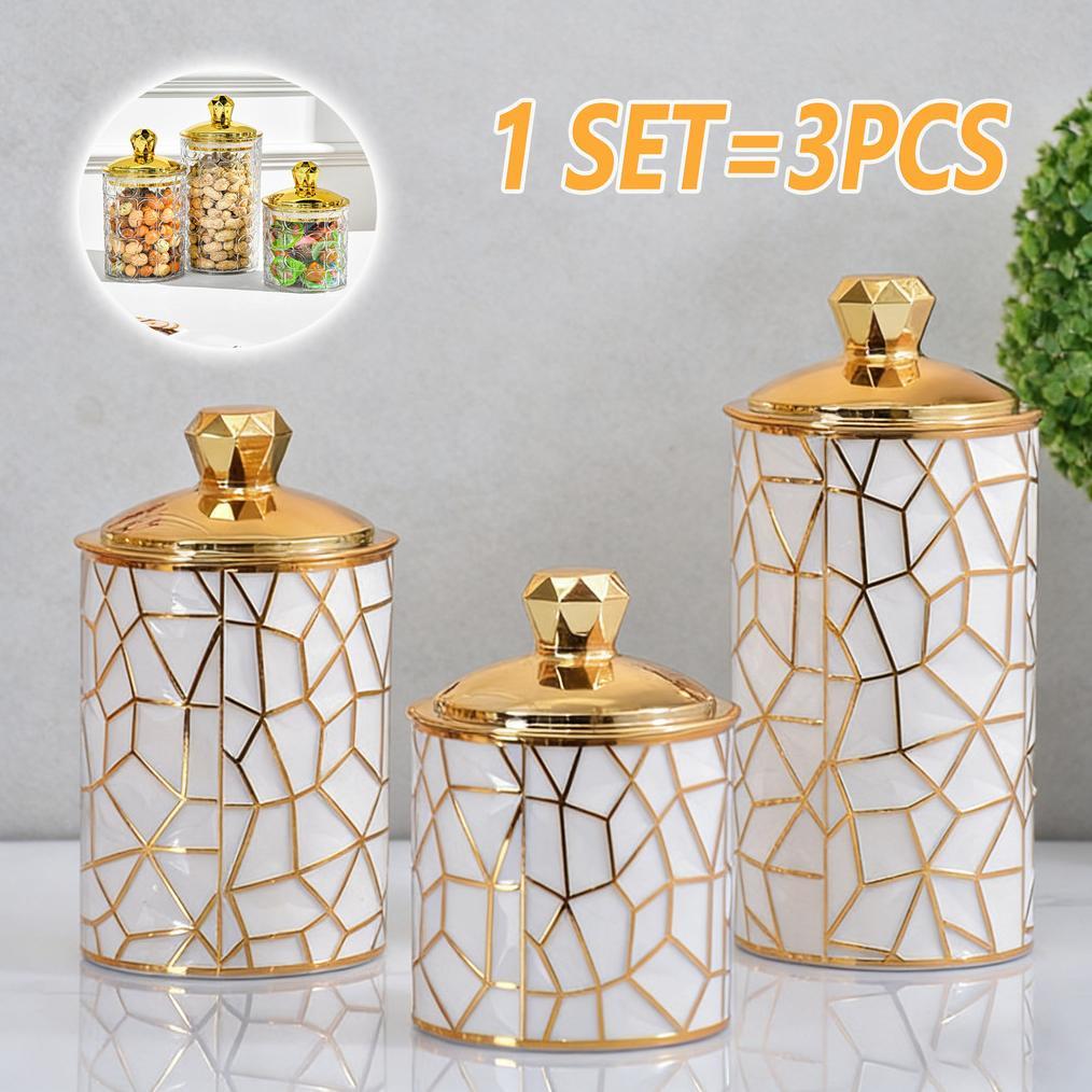 IRIS 3PC Toples Koleksi Set Toples Makanan Plastik Kemewahan Yang Tersegel/Toples Set 3Pcs/Set Mewah