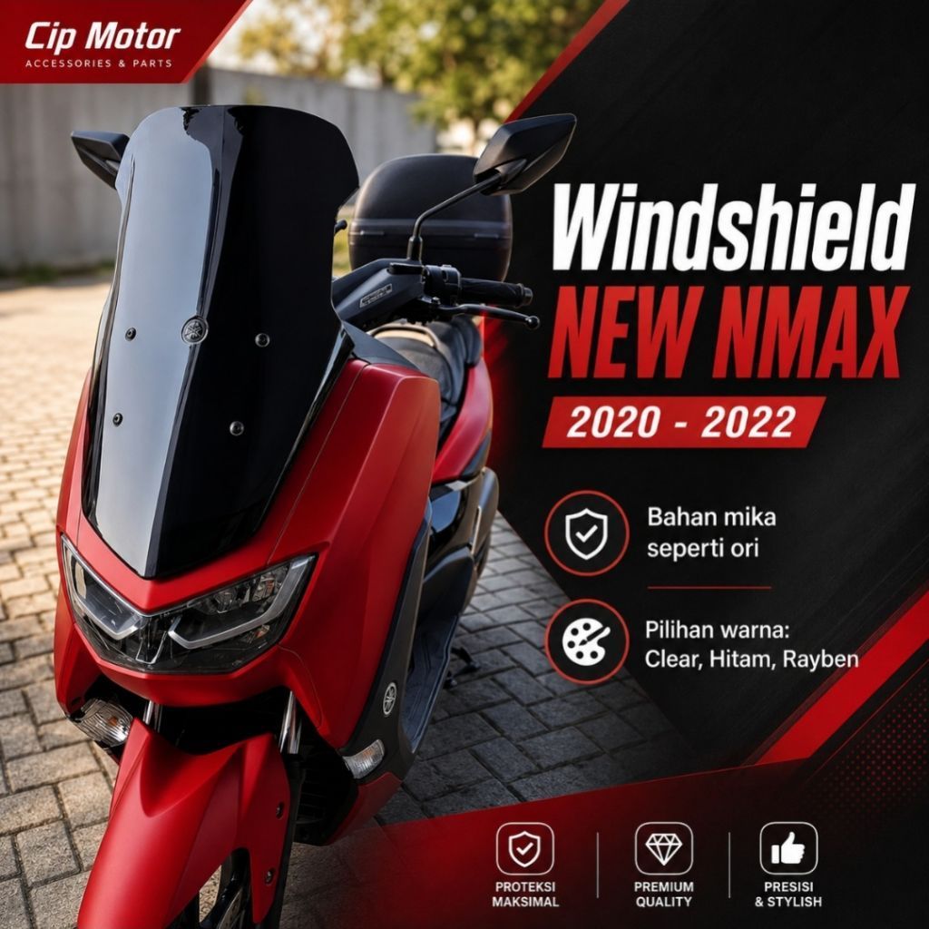 Visor Windshield NEW NMAX 2020 2021 2022 YDP tinggi Warna Hitam Smoke Clear Bening