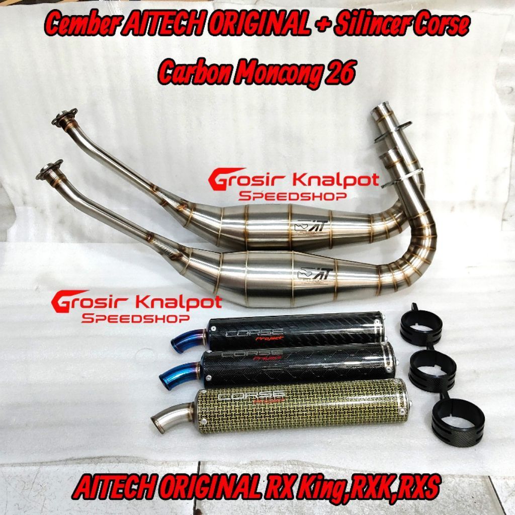 Termurah Knalpot Racing AITECH ORIGINAL FULSET Yamaha RX King RX K / S Special Cobra New + Silincer 