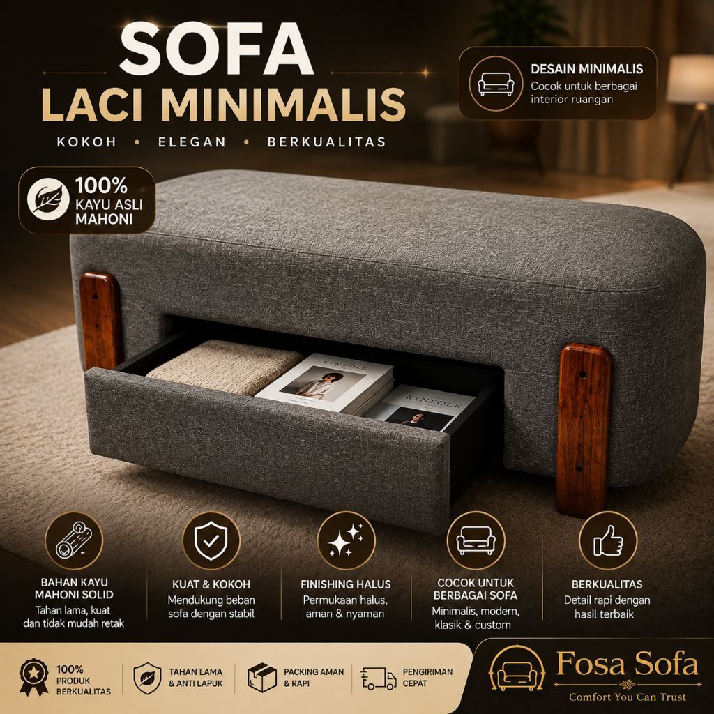 Sofa bangku kursi minimalis laci penyimpanan modern