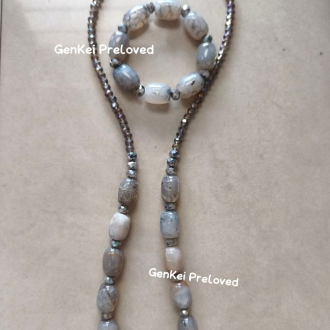 Preloved set gelang dan kalung batu Agate Martapura Kalimantan