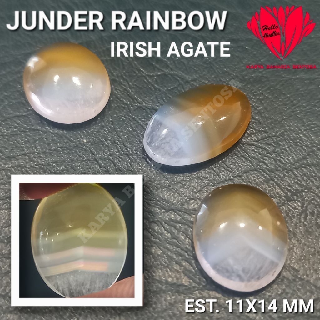 Batu Permata Dwi Warna Junder Pelangi Batu Alami Natural Irish Agate Signature Collection