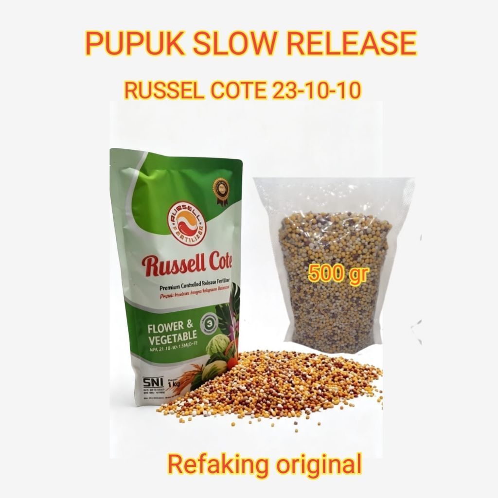 PUPUK SLOW RELEASE RUSSEL COTE 23-10-10 KEMASAN 500GR ORIGINAL REPAKING