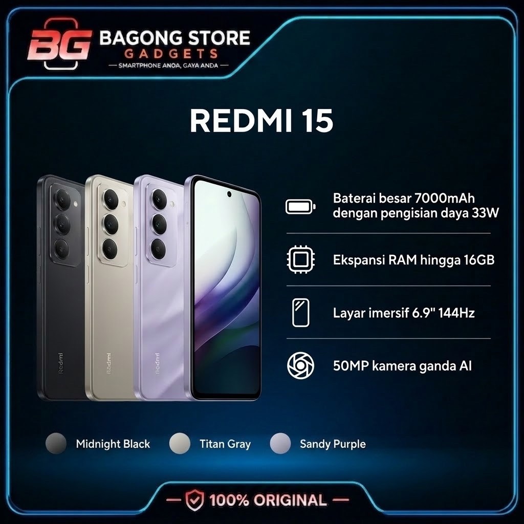 XIAOMI REDMI 15 8/128 8/256 BNOB GARANSI RESMI