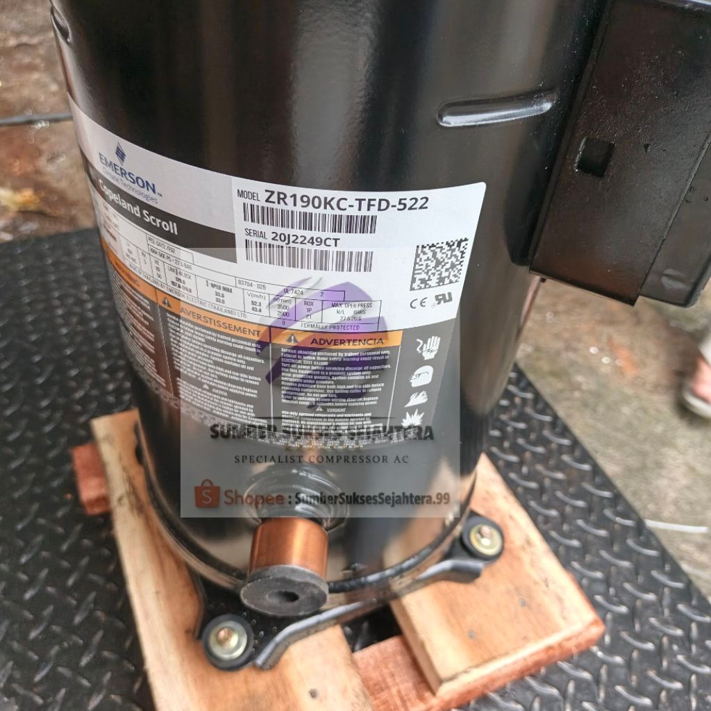 COMPRESSOR COPELAND SCROLL ZR190 / ZR190KC / ZR190KC-TFD-522 (15PK R22 3PH)